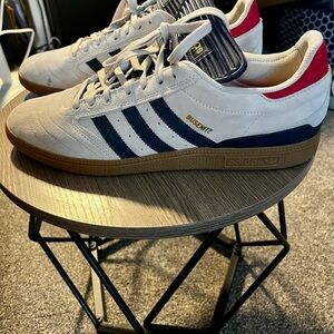 Adidas Busenitz White and Blue Sneakers with Red Detail
